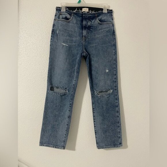 Alice + Olivia Amazing Removed Waistband Genevive High Waist Straight Leg Jeans - Picture 1 of 11